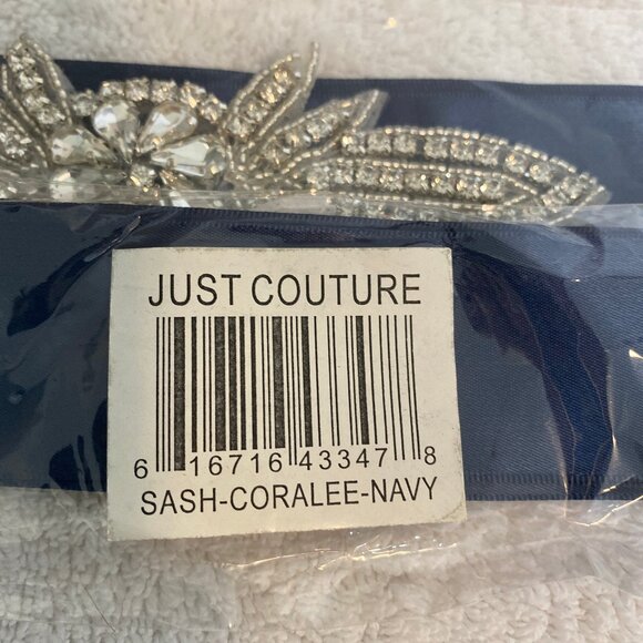 Just Couture Girls Navy Flower Girl Sash NWT - Picture 2 of 3
